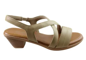 Usaflex Alta Damen Komfort Sandalen mit niedrigem Absatz aus Leder, hergestellt in Brasilien Usaflex Schuhe