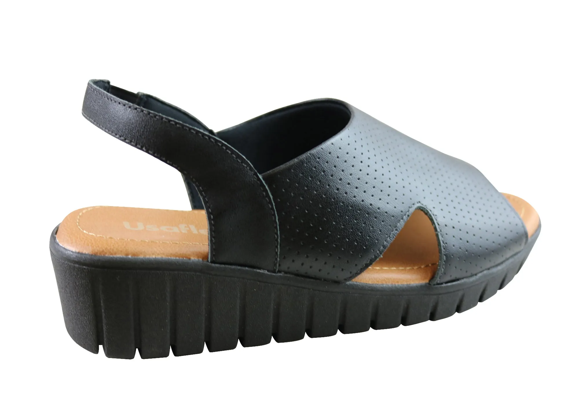 Usaflex Laken Damen Bequeme Ledersandalen Hergestellt In Brasilien Usaflex Schuhe