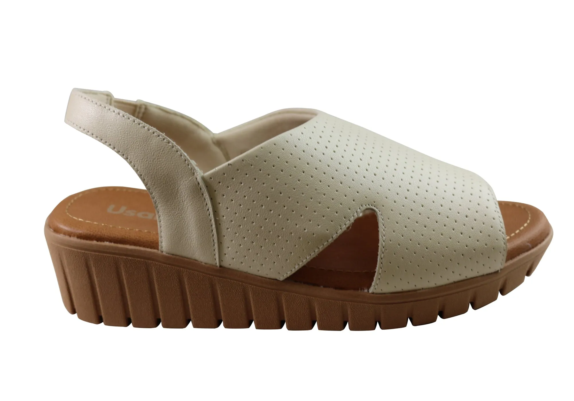 Usaflex Laken Damen Bequeme Ledersandalen Hergestellt In Brasilien Usaflex Schuhe