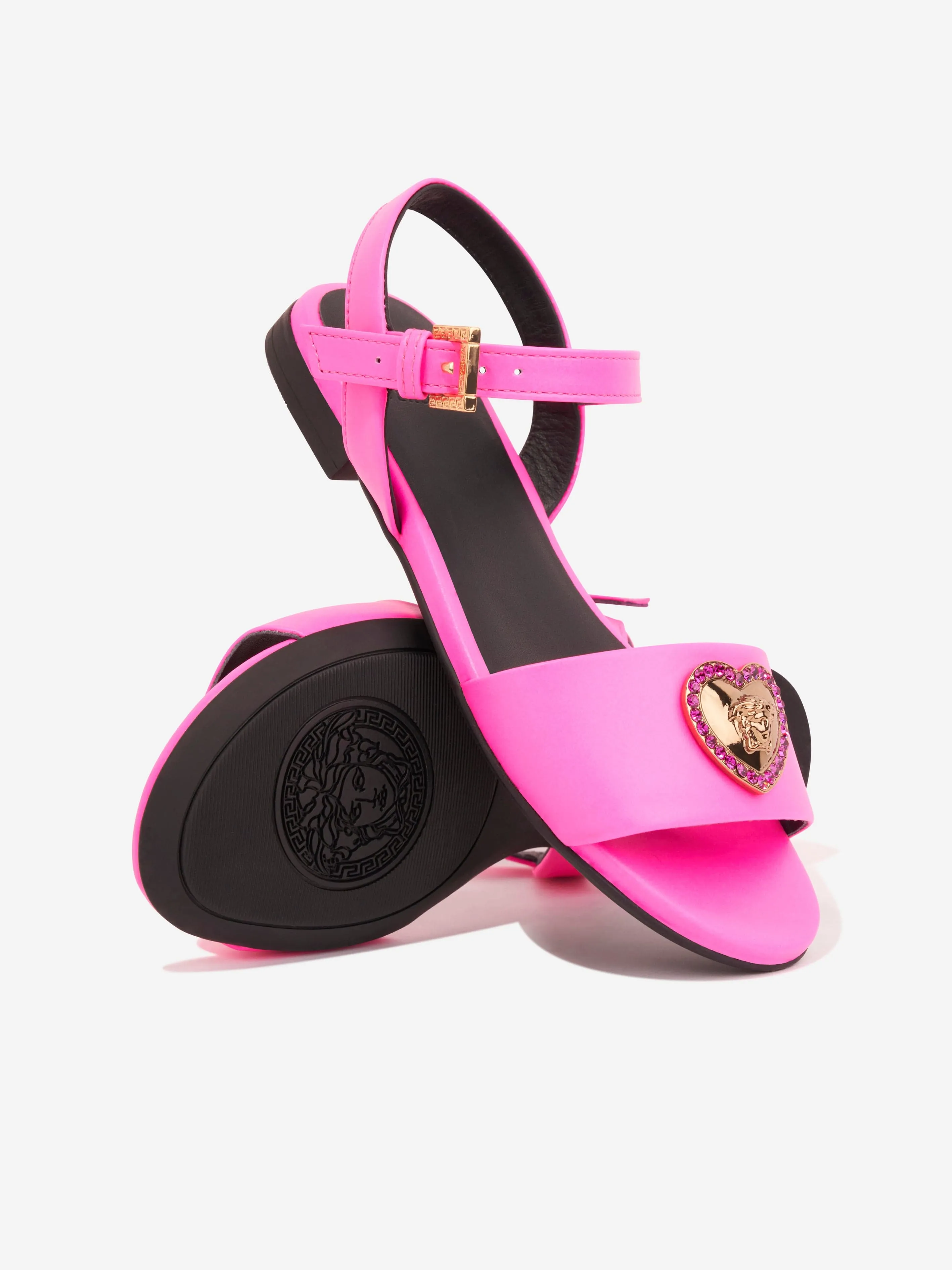 Versace Girls Heart Logo Sandalen in Rosa