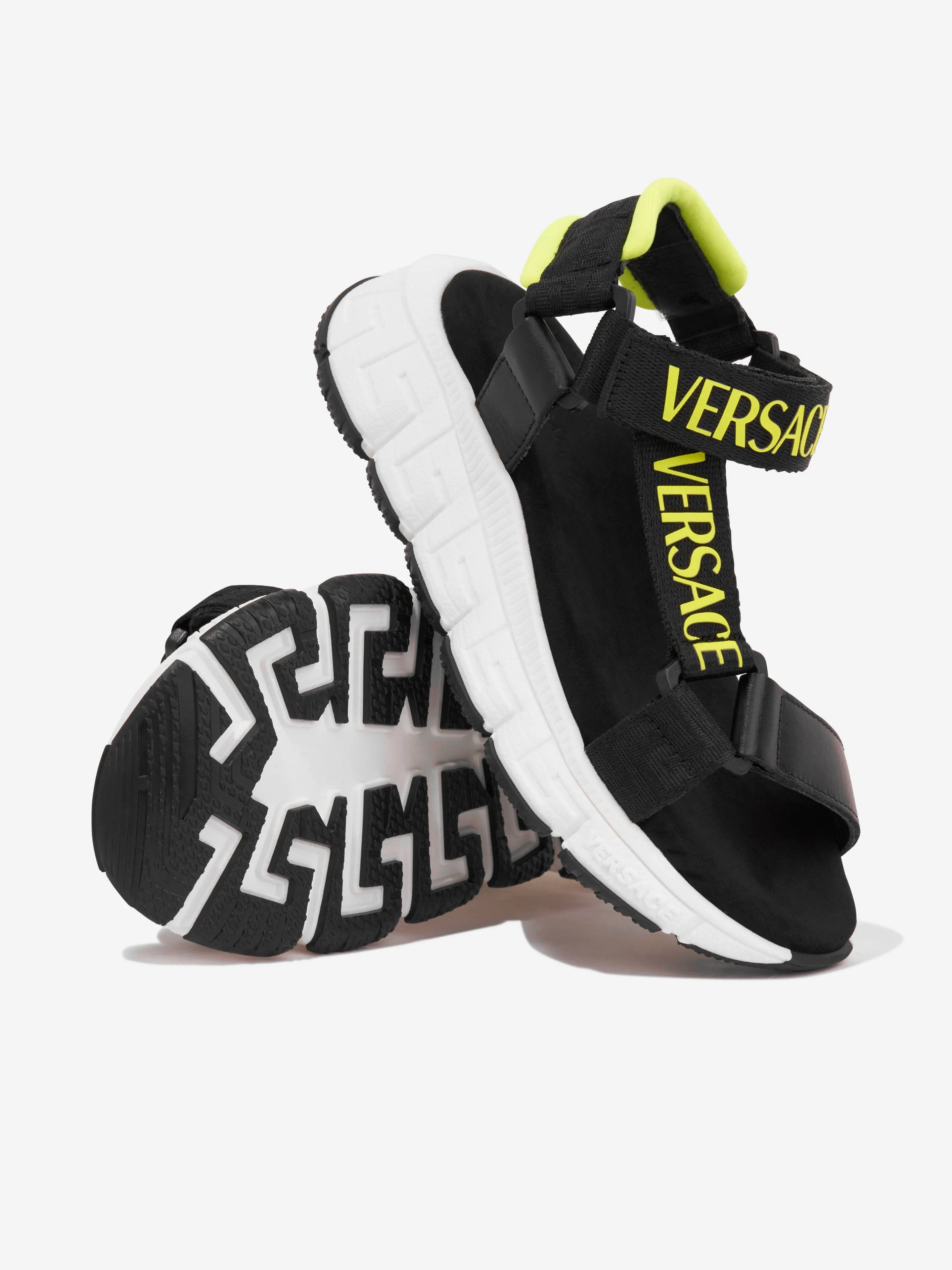 Versace Kids Logo-Riemchen Sandalen in Schwarz