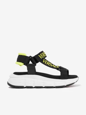 Versace Kids Logo-Riemchen Sandalen in Schwarz
