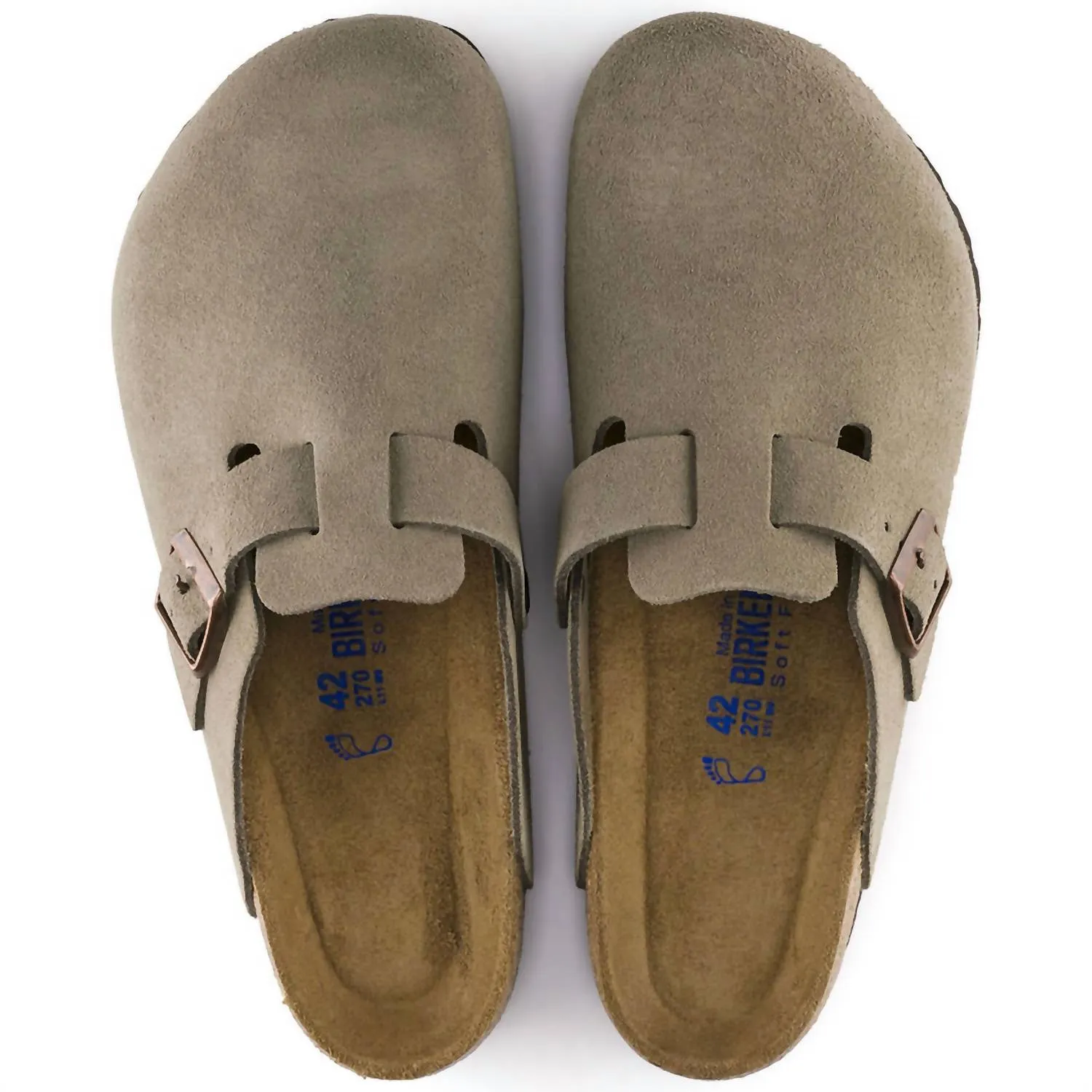 Damen Boston Soft Footbed Wildleder Hausschuhe - Mittel/eng in Taube