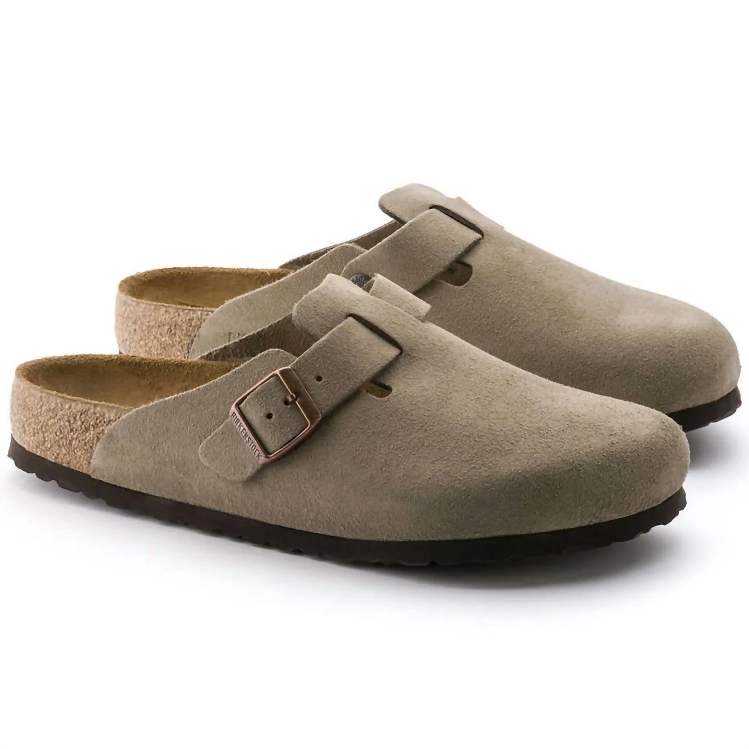 Damen Boston Soft Footbed Wildleder Hausschuhe - Mittel/eng in Taube