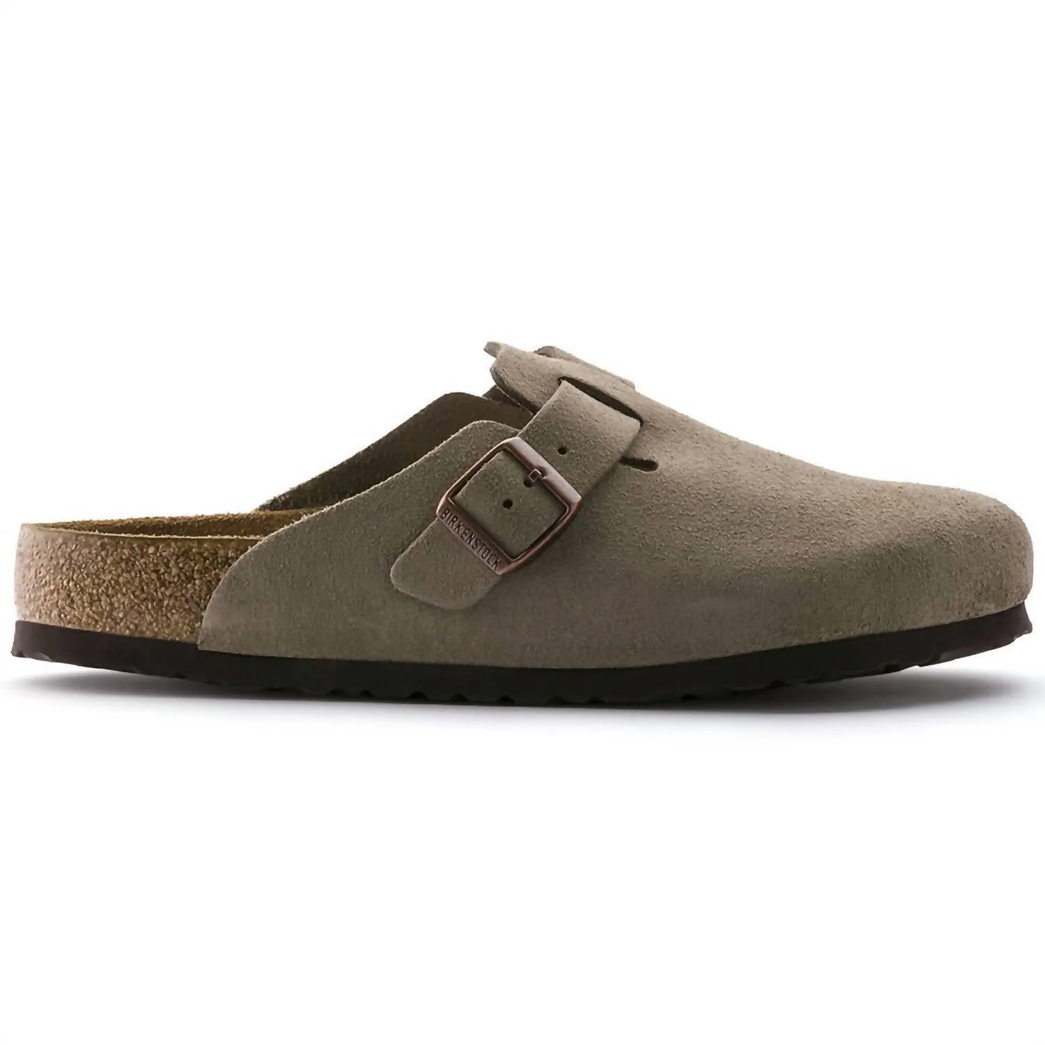 Damen Boston Soft Footbed Wildleder Hausschuhe - Mittel/eng in Taube