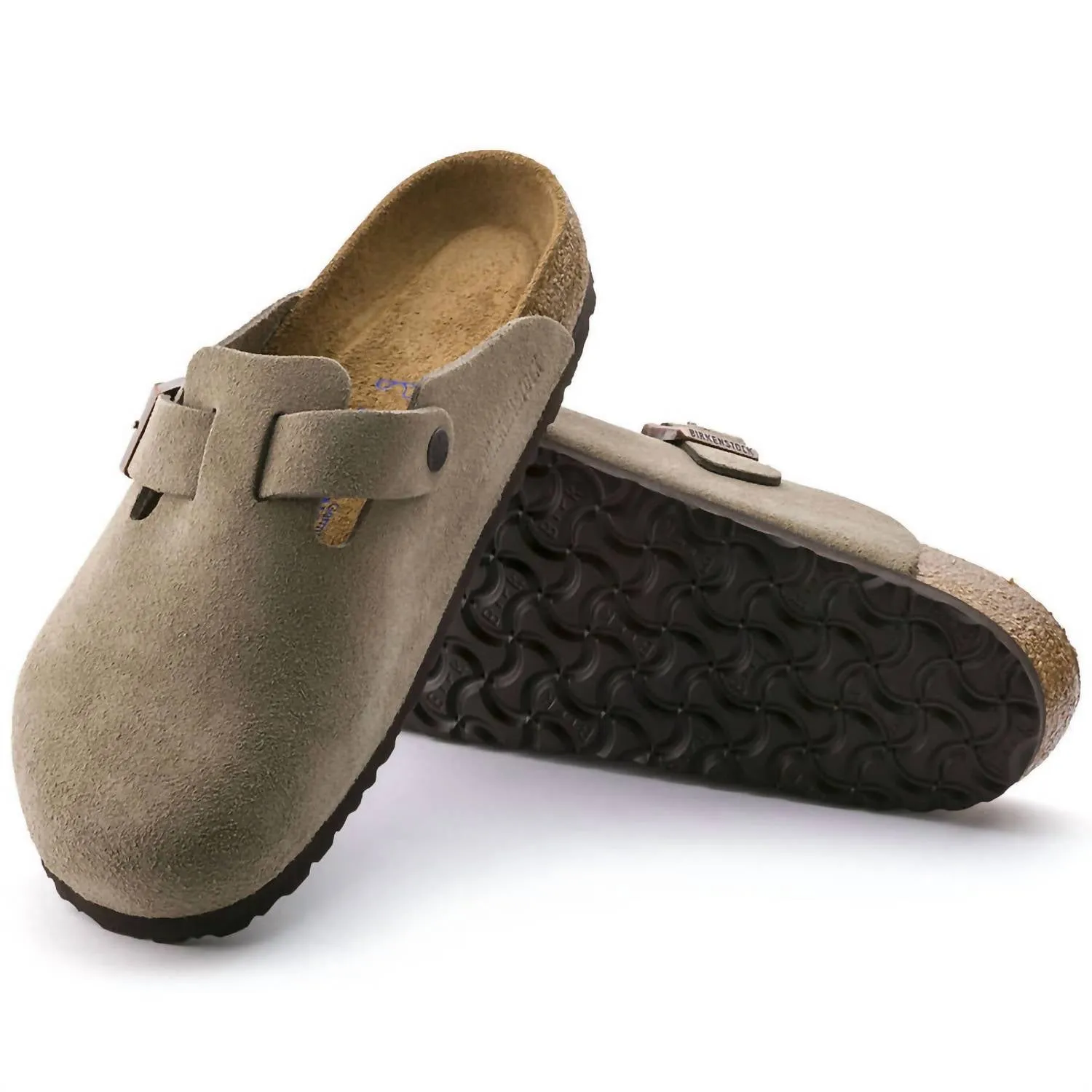 Damen Boston Soft Footbed Wildleder Hausschuhe - Mittel/eng in Taube