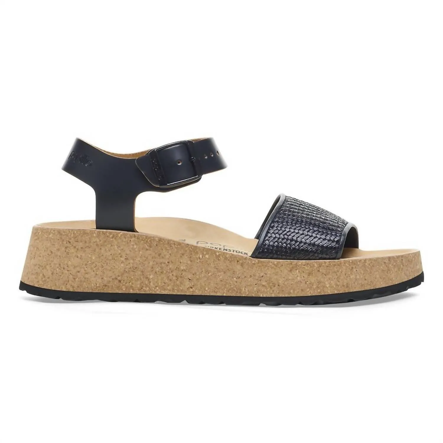 Damen Glenda Raffia Leder Sandalen - Mittel/eng in Schwarz
