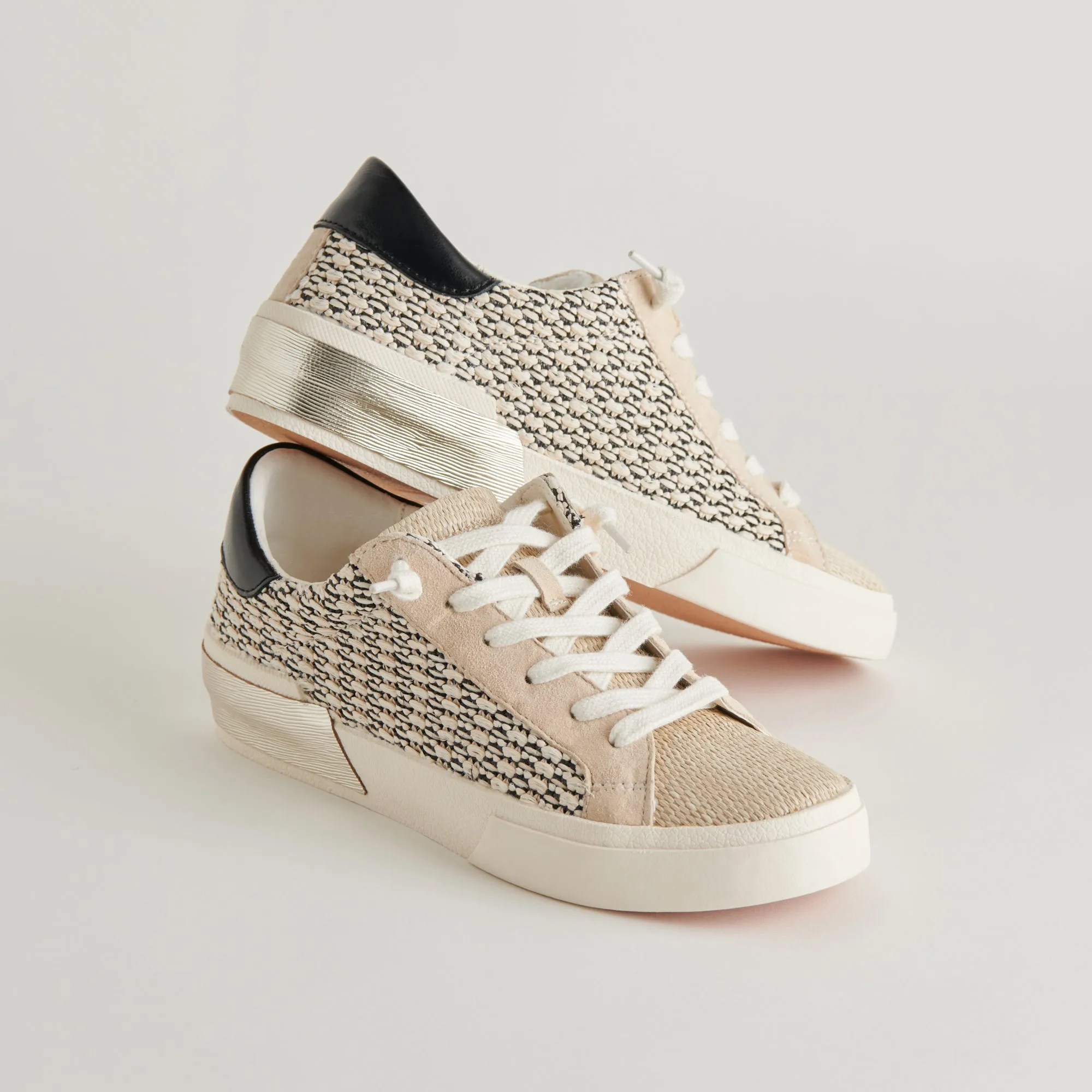 ZINA SNEAKERS SCHWARZ NATUR RAFFIA